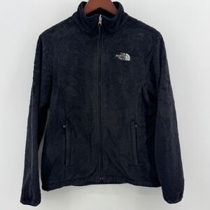 The North Face Osito Full Zip Fleece Jacket Black Women Mock Neck Logo